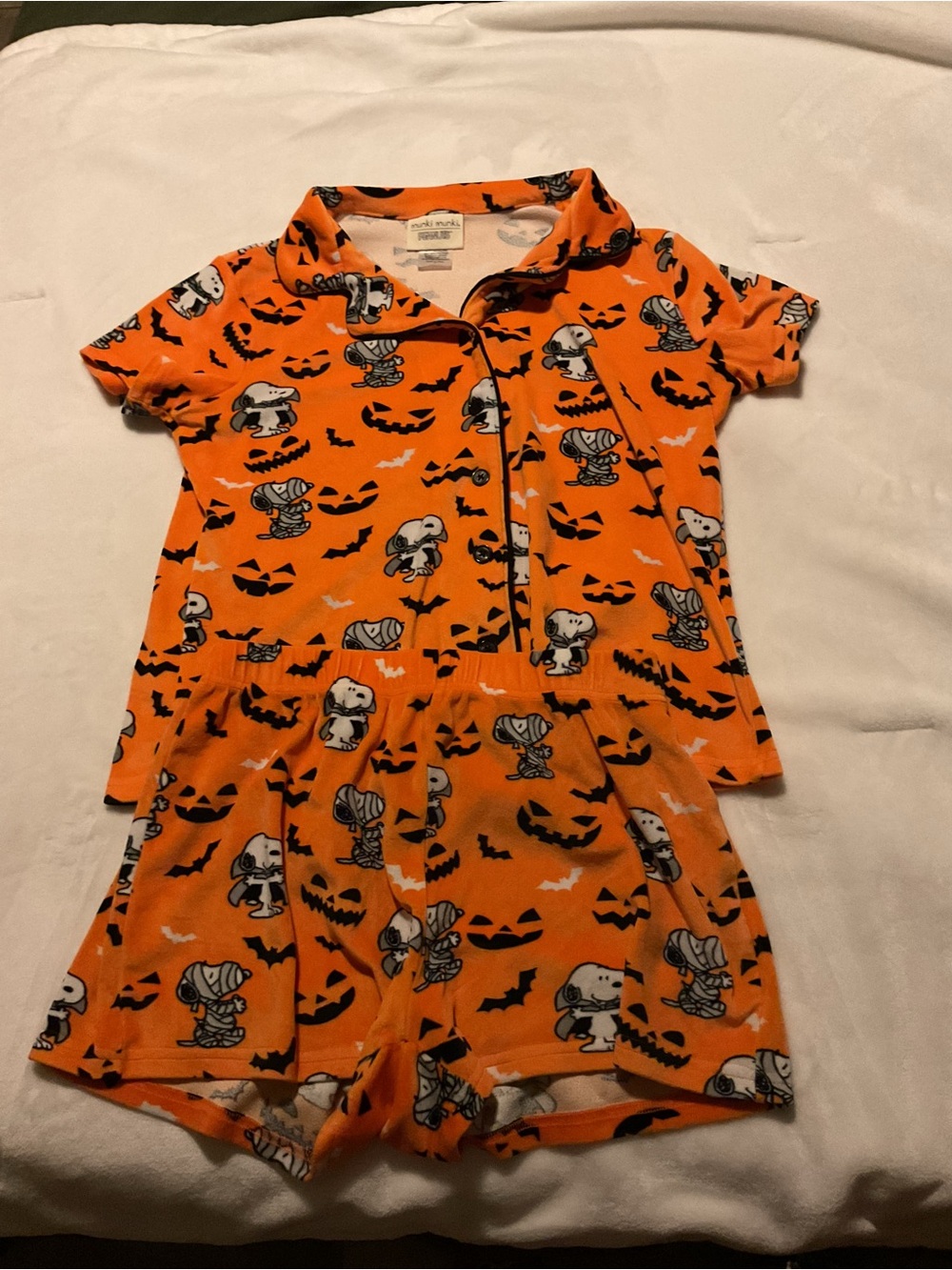 munki munki Orange Snoopy Halloween Pajama Set